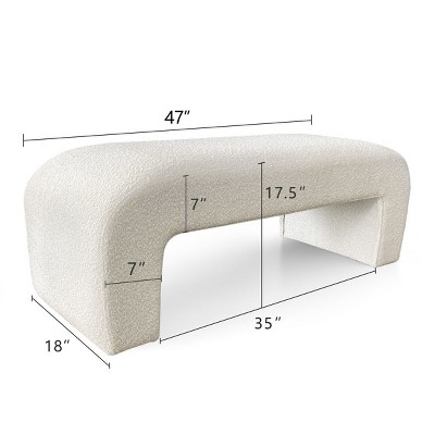 Lily 47" Cream Upholstered Large Bouclé Waterfall Bench Look,Modern Storage Bench for Bedroom-Maison Boucle