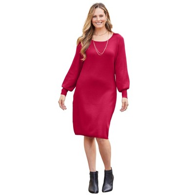 Catherines Women's Plus Size Liz&Me Boatneck Sweater Dress