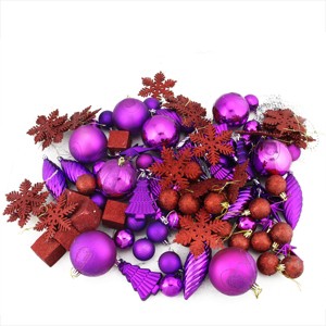 Northlight 125ct Shatterproof 3-Finish Christmas Ornament Set 5.5" - Purple - 1 of 2