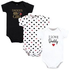 Hudson Baby Infant Girl Cotton Bodysuits, Girl Daddy Red Black 3Pk - 1 of 4