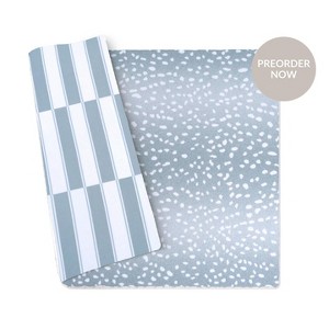 Wander & Roam Reversible Baby PlayMat - Large, Antelope + Stripe Design - Slate Blue - 1 of 4