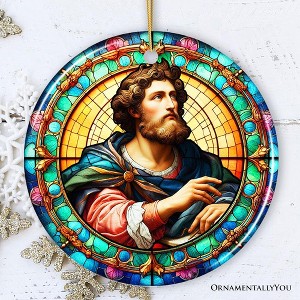 Enlightened Man Renaissance Italy Painting Ornament, Artistic Stained Glass Themed Medieval Christmas Gift| OrnamentallyYou - 1 of 4