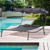 Outsunny Patio Double Chaise Lounge Chair, Outdoor Wheeled Hammock Daybed with Adjustable Canopy and Pillow for Sun Room, Garden, or Poolside - 3 of 4