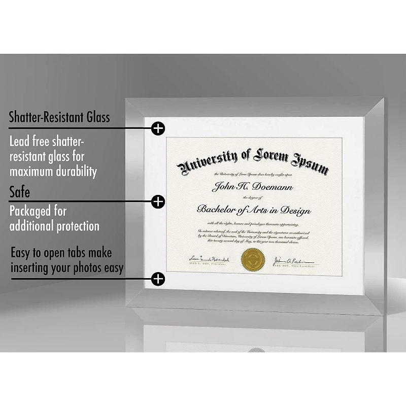 Americanflat Diploma Frame with tempered shatter-resistant glass - Available in a variety of sizes, 3 of 4