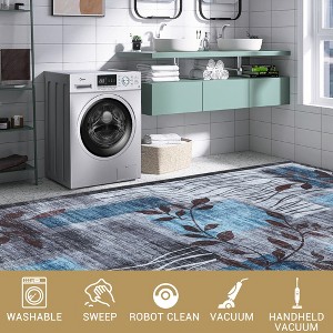 Modern Floral Area Rug Indoor Large Washable Floor Carpet Rug Contemporary Aesthetic Bedroom Rug Non Slip Accent Throw Rug for Dining Room Bedroom - 1 of 4