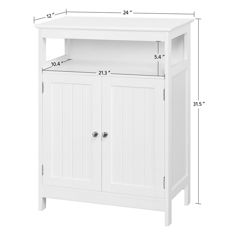 Yaheetech Wooden Bathroom Floor Cabinet with Adjustable Shelves, 4 of 11