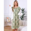 INSPIRE CHIC Womens One-piece Pajamas Shirt Floral Printed Long Sleeve Round Neck Tie Front Nightgown with Pocket - 2 of 4