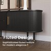 POVISON 70.87"Mid-Century Modern TV Stand,with Minimalist Wood Media Console with Roller Shutter Door, Tall-Cast Metal Legs, Black TV Console - 4 of 4