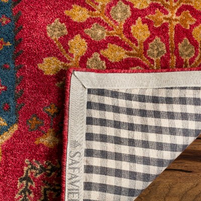 Handmade Red Round Wool Tufted Area Rug, 3' x 5'
