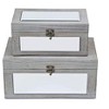 Cheung's Larkspur Set of 2 Gray Washed Mirrored Wood Boxes - 3 of 4