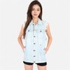 Anna-Kaci Women's Oversize Distressed Sleeveless Denim Vest - 4 of 4