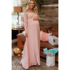 PinkBlush Petite Pink Solid Off Shoulder Maternity Maxi Dress - 2 of 4