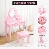 Kids Vanity Set with Adjustable Angle Mirror, Pretend Play Girls Vanity Table and Chair Set with Mirror, Stool, and Wood Makeup Playset - 3 of 4