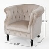 Upholstered Club Chair with Nailhead Trim, Rolled Recessed Armrests, and Turned Birch Wood Legs - 2 of 4