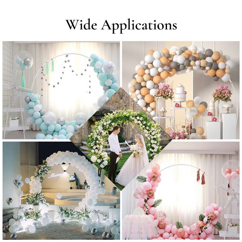 6.6 FT Round Backdrop Stand Wedding Arch for Ceremony Metal Balloon Arch Stand Indoor Outdoor for Birthday, Wedding Decoration, 5 of 8