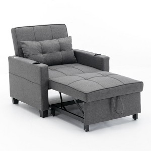 NicBex Modern Pull Out Sofa Bed Convertible Single Sofa Chair with Adjustable Back and USB Port for Living Room - 1 of 4