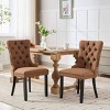 Modern Linen Upholstered Dining Chair Set of 2 with Nailhead Trim Tufted High Back and Solid Wood Legs for Dining Room-Baofuwish - 2 of 4