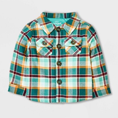 Image of Baby Boys' Plaid Shacket - Cat & Jack™ Green 0-3M