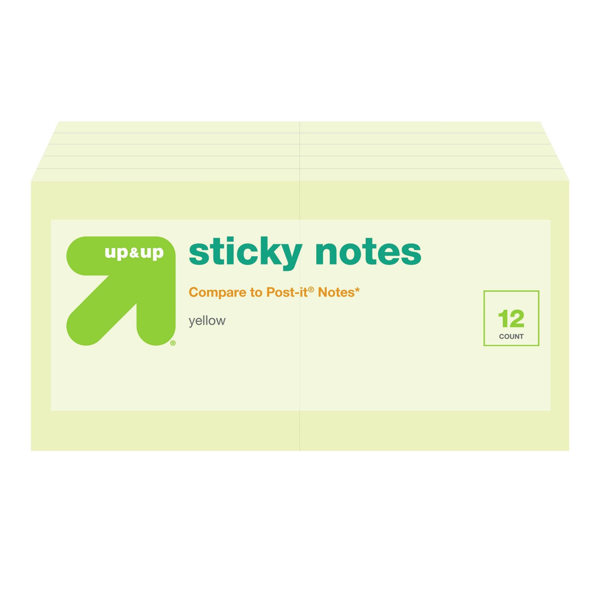 3"x3" 12ct Sticky Notes Cube Yellow - up&up™: Office Supplies, 100 Sheets, Uncoated Paper, Glue Binding