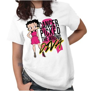 Betty Boop Cancer Picked Wrong Diva Womens Graphic T Shirt Tees Brisco Brands - 1 of 4