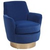 Lyngins 360° Swivel Accent Chair, Swivel Barrel Chair, Armchair for Living Room, Round Barrel Chairs with Gold Stainless Steel Base, Reading Chair - 2 of 4