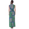 24seven Comfort Apparel Womens Green Scarf Print V Neck Empire Waist Sleeveless Maxi Dress - 3 of 4