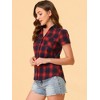 INSPIRE CHIC Women's Classic Short Sleeve Button Down Plaid Shirt - 3 of 4