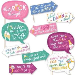 Big Dot of Happiness Funny Just Engaged - Colorful - Engagement Party Photo Booth Props Kit - 10 Piece - 1 of 4