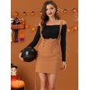 Allegra K Women's Button Decor High Waist Straight Braces Suspender Skirt - 2 of 4
