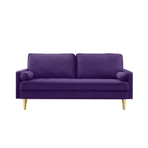 65'' Velvet Minimalist Loveseat Sofa with Metal Legs, Includes Cushions, Suitable for Living Room or Bedroom - 1 of 4