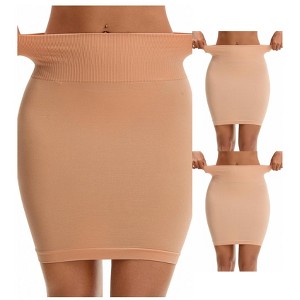 INSPIRE CHIC Women's 3 Packs High Waist Under Skirt Seamless Half Slips Shaping Under Mini Dress - 1 of 4