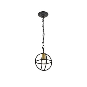 Elegant Lighting Octavia 1 light Brass and Dark Brown Pendant - 1 of 4