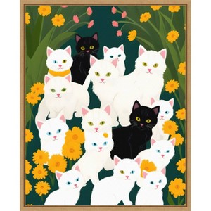 Amanti Art Cats Meet Up Group by Uma Gokhale Framed Canvas Wall Art - 1 of 4