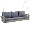 PAGED Swing Chair Outdoor, 69" PE Wicker 3-Person Porch Swing with Chains, Large Patio Swing Bench with Cushions for Backyard, Garden - 4 of 4