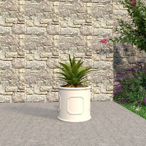 LeisureMod Meadow Fiberstone Round Planter Pot, Weather-Resistant for Indoor/Outdoor Use - 1 of 4