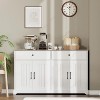 Sideboard Buffet Cabinet, Wooden Coffee Bar Storage Cabinet with 2 Large Drawers, Farmhouse Cupboard with Adjustable Shelf - 2 of 4