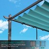 Wood Grain Aluminum Pergola Outdoor Pergola with Retractable Canopy Sun Shade Shelter - 4 of 4