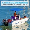SereneLife 3 Bow Bimini Top - Black Marine-Grade 600D Polyester Canvas, UV Resistant, 85-90" Wide, - 3 of 4