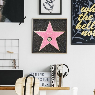 Hollywood Glamour Black and Pink VIP Framed Canvas Wall Art