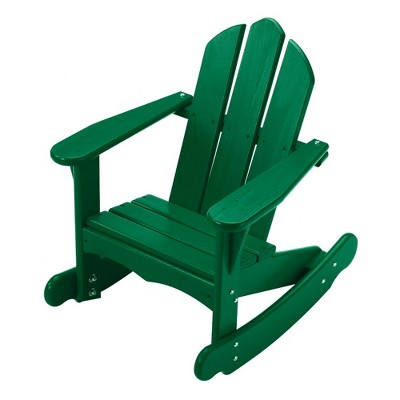 Little Colorado Solid Wood Easy Assembly Kids Classic Adirondack Rocking Lounge Chair for Indoor Play or Outdoor Furniture Use, Green