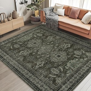 Soft Vintage Print Accent Rug, Oriental Medallion Floor Carpet with Non-Slip Backing, for Bedroom, Dining Room, Office - 1 of 4