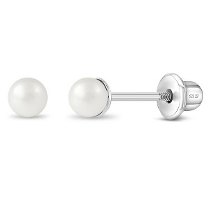 Girls' Classic Pearl Screw Back Sterling Silver Earrings - In Season Jewelry - 1 of 4
