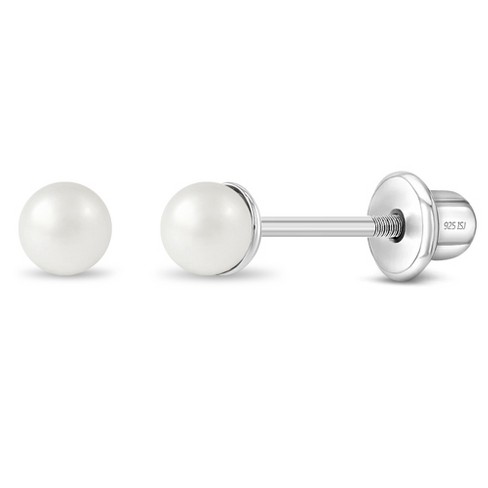 Girls' Classic Pearl Screw Back Sterling Silver Earrings - 3.0mm - In  Season Jewelry : Target
