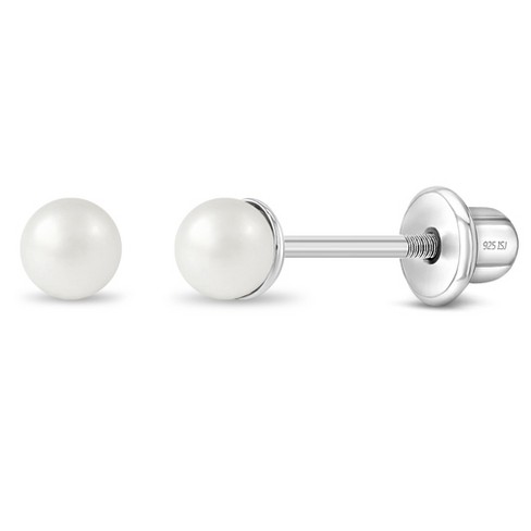 Girls' Classic Ball Screw Back 14k White Gold Earrings - In Season Jewelry  : Target