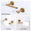 Itopfox Brushed Gold Bathroom Hardware Set 4 Piece Stainless Steel Wall Mount Includes 24 Inch Towel Bar Ring Toilet Paper Holder - 3 of 4