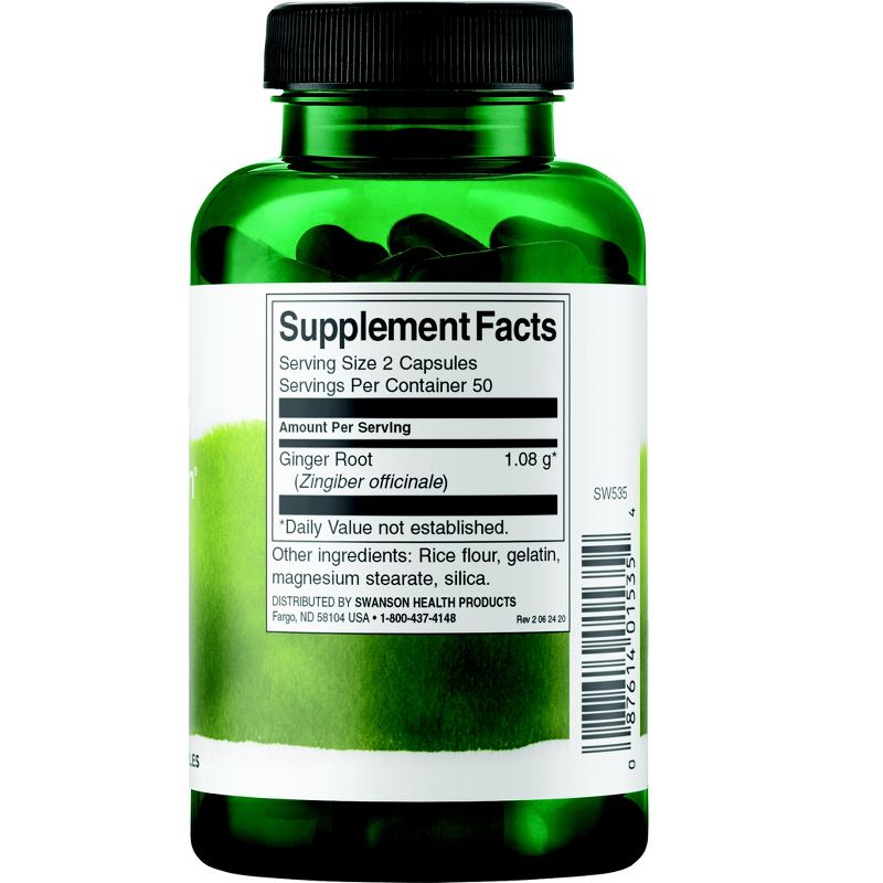 Swanson Herbal Supplements Full Spectrum Ginger Root 540 mg Capsule 100ct, 2 of 7