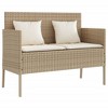 vidaXL Patio Bench with Cushions Beige Poly Rattan - 2 of 4