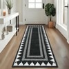 Washable Geometric Bordered Living Room Rugs, Contemporary Non Slip Low Pile Bedroom Carpet, Stain Resistant Dining Room Rugs - 4 of 4