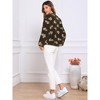 INSPIRE CHIC Women's Vintage Floral Print Winter Warm Long Sleeve Faux Shearling Collarless Button Down Fleece Jacket - 3 of 4