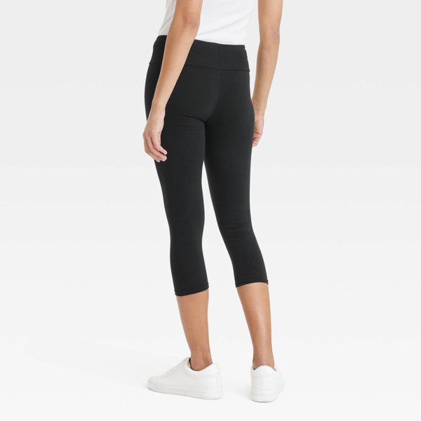 Leggings capri de algodón de tiro alto para mujer - A New Day™ Negro 2